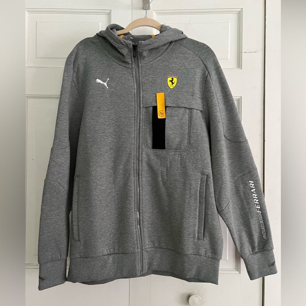 NEW! - Puma x Ferrari Men’s Zip-Up grey Hoodie, Size Large
